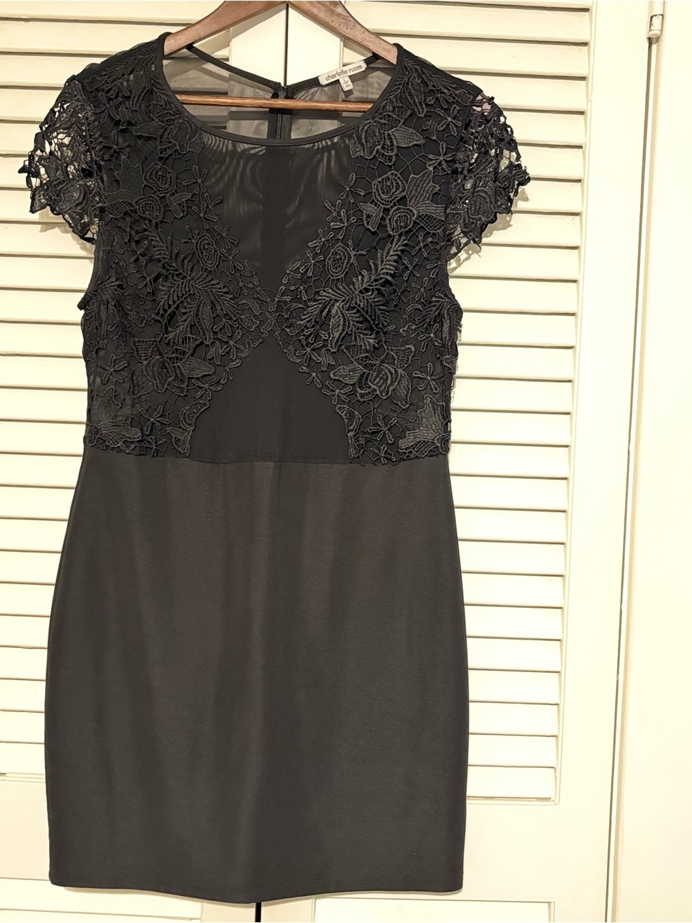 Charlotte Russe Black Lace-Trim Mini Dress